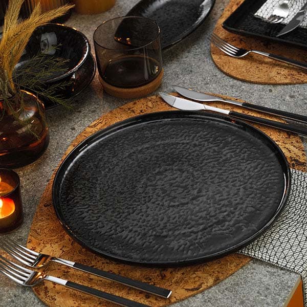 Тарелка «Нанокрем Блэк» с бортом;фарфор;D=240,H=18мм;черный