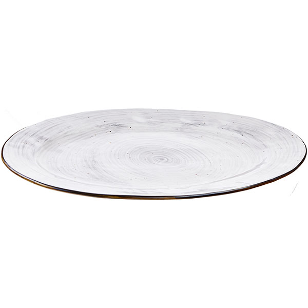 Блюдо «Пастораль» овальное;фарфор;,H=25,L=405,B=255мм;серый