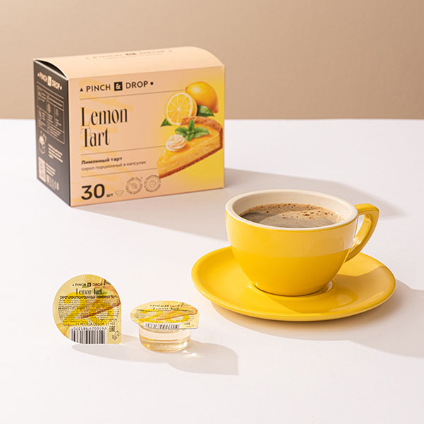 Сироп «Лимонный Тарт» ароматизированный порционный Pinch&Drop[30шт];картон;15мл;,H=12,L=15,5,B=10см