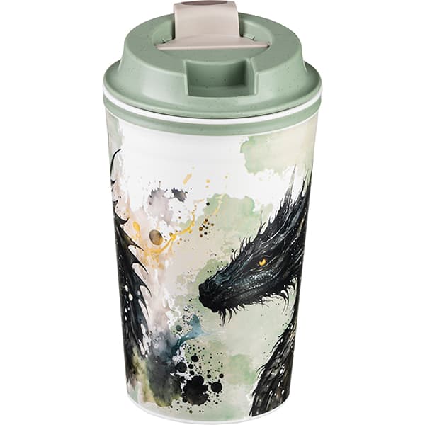 Стакан для горячих напитков «Дракон»;полипроп.;350мл;D=92,H=124мм;зелен.