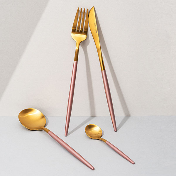 Нож столовый «Стил Пинк Голд Мэтт»;сталь нерж.;,L=223,B=15мм;золотой,розов.