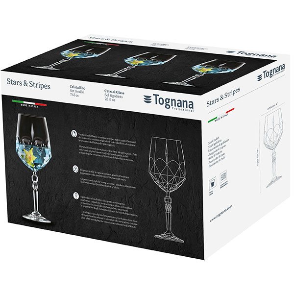 Бокал для вина «Старс энд страйпс» набор[6шт];стекло;0,67л;D=10,4,H=23,7см;прозр.