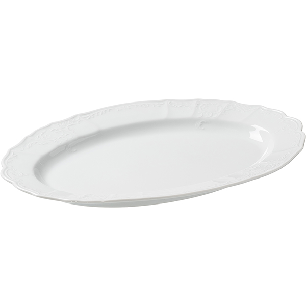 Блюдо «Бернадотт» овальное;фарфор;,H=3,L=36,B=23см;белый