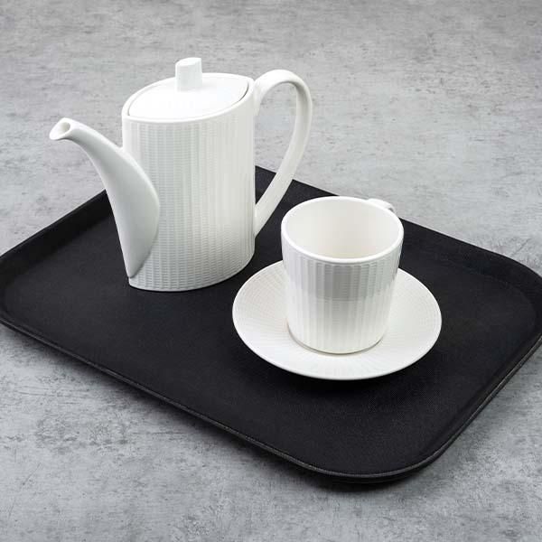 Поднос «Проотель» прорезиненный прямоугольный;пластик;,L=41,B=30,5см;черный