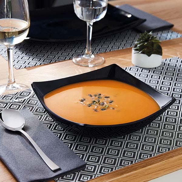 Тарелка глубокая «Квадрато»;стекло;0,85л;,H=55,L=200,B=200мм;черный