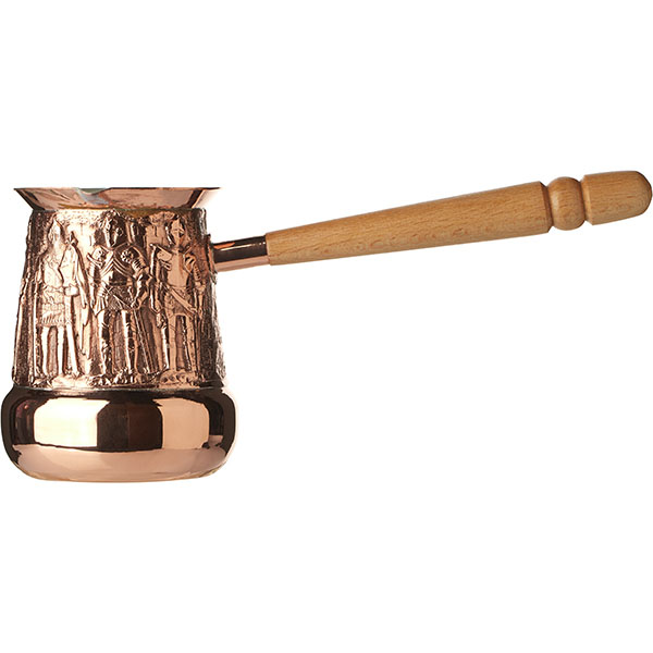 Турка «Рыцарь»;медь,дерево;400мл;D=85,H=100,L=230мм;медный