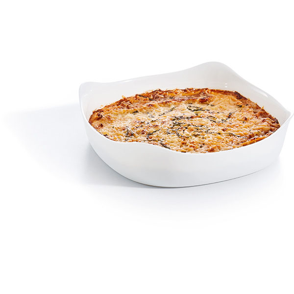 Блюдо квадратное глубокое жаропрочное;стекло;2л;,H=5,L=26,B=26см;белый