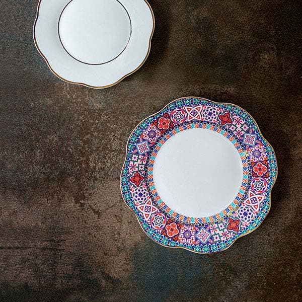 Тарелка «Анемон Эбе» мелкая;кост.фарф.;D=26,5см;белый,разноцветн.