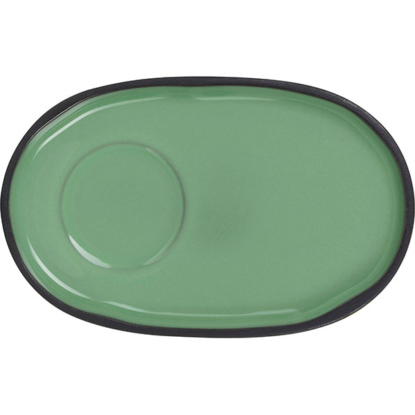 Блюдце «Карактэр»;керамика;,H=12,L=135,B=83мм;изумруд.