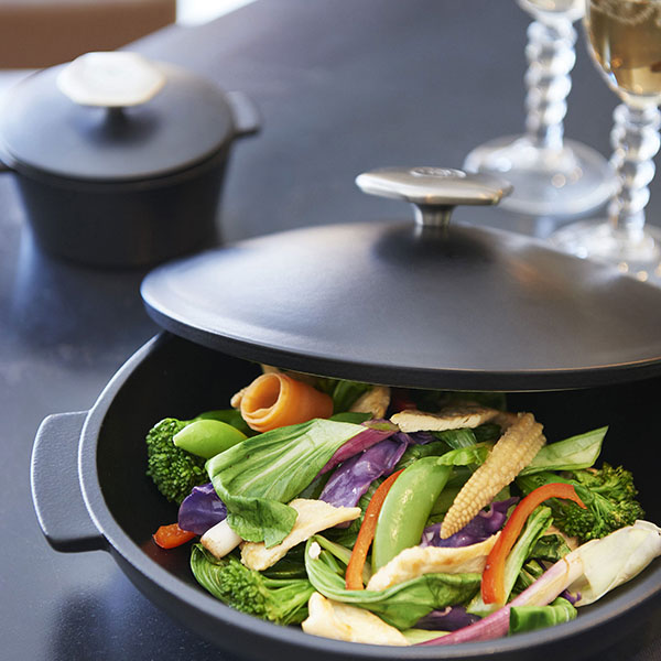 Кастрюля для запекания «Революшн» с крышкой;керамика;0,8л;D=22,3,H=10см;черный