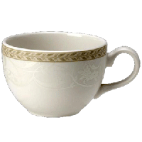Чашка чайная «Антуанетт»;фарфор;228мл;D=9,H=6см;белый,олив.