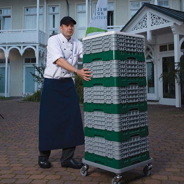 Кассета для бокалов 25 ячеек Dmax=87,Hmax=215мм;полипроп.;,H=26,7,L=50,B=50см;зелен.,серый