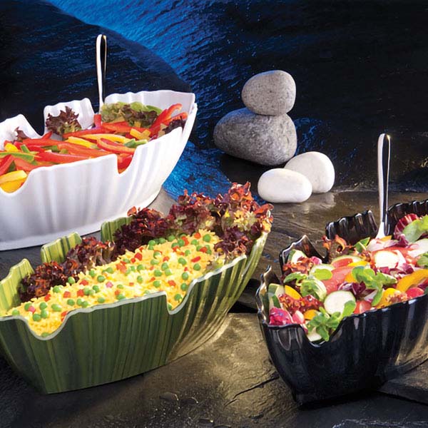 Салатник «Лист»;пластик;,H=10,L=40,B=18,5см;белый