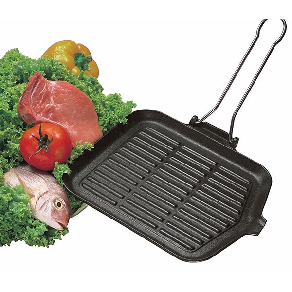 Сковорода-гриль квадрат.;чугун,тефлон;,H=1,L=26/19,B=24см;черный