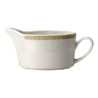 Соусник «Антуанетт»;фарфор;340мл;,H=95,L=185,B=80мм;белый,олив.