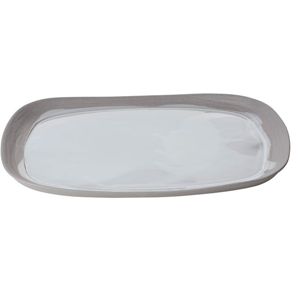Блюдо «Нау» прямоугольное;керамика;,L=33см;белый,серый