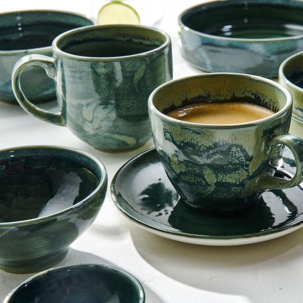 Салатник «Аврора Везувиус Бернт»;фарфор;D=17,5см;бежев.,зелен.