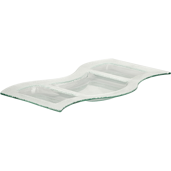 Менажница-лист «Клиа Трэй»;стекло;,H=2,L=36,B=22см;прозр.