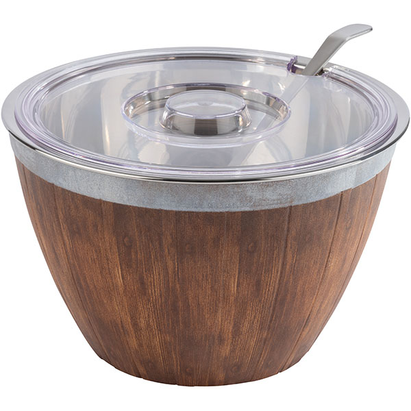 Салатник с охлаждением;пластик,сталь нерж.;3л;D=26,H=16см;тем.корич.,металлич.