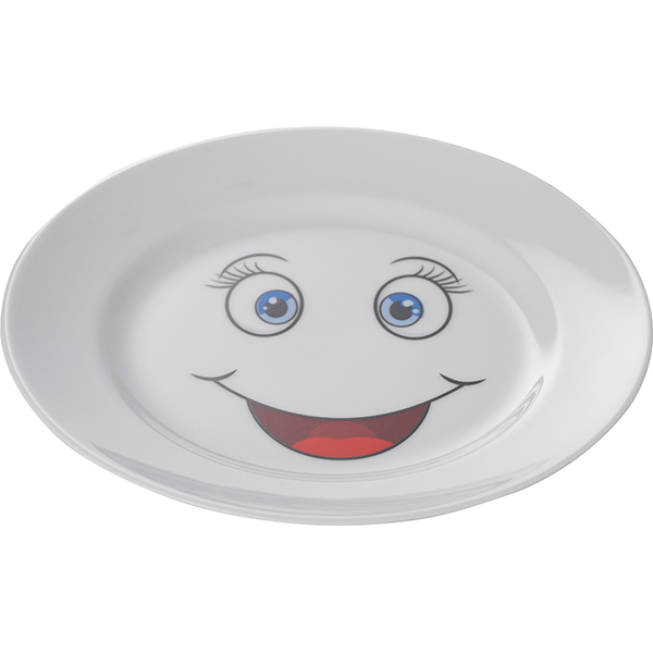 Тарелка «Улыбайся» мелкая;фарфор;D=17см;белый
