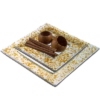 Тарелка «Фул Дроп» квадратная;стекло;,L=16,B=16см;прозр.,коричнев.