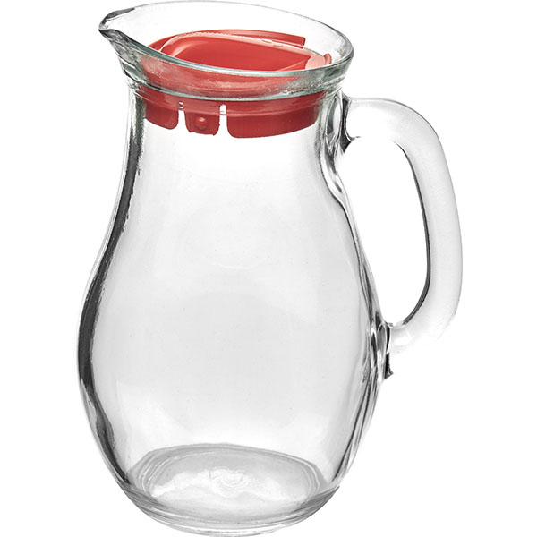 Кувшин «Бистро» с крышкой;стекло;1л;D=12,3,H=20,L=15,8см;прозр.,красный Кувшин «Бистро» с крышкой;стекло;1л;D=12,3,H=20,L=15,8см;прозр.,красный