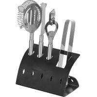 Набор барный на подставке (5 предметов);сталь нерж.;,H=195,L=130,B=68мм;серебрист.