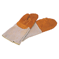 Рукавицы д/кондитера t=300C(пара);кожа;,L=42,5,B=15см;оранжев.,серый