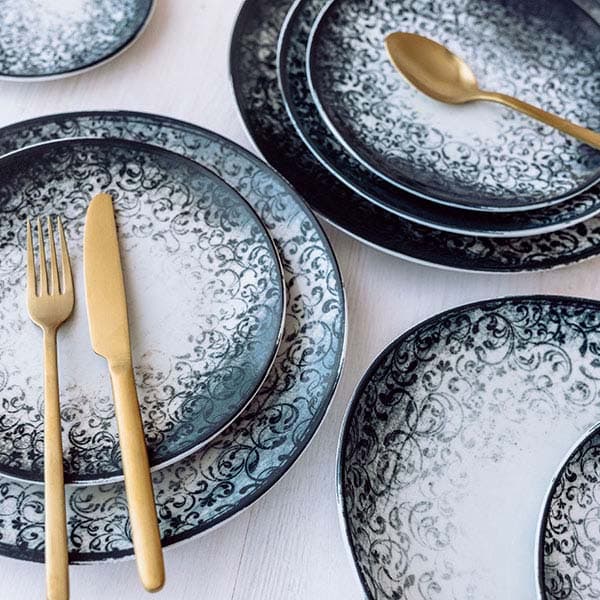 Тарелка «Винтаж» мелкая;фарфор;D=21см;кремов.,сизый