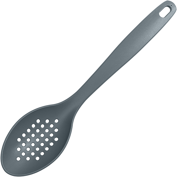 Ложка перфорированная «Бэйсик» (до +200 °С);полиамид;,L=28см;серый