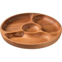 Менажница (4 секции);бук;D=250,H=25мм;св. дерево