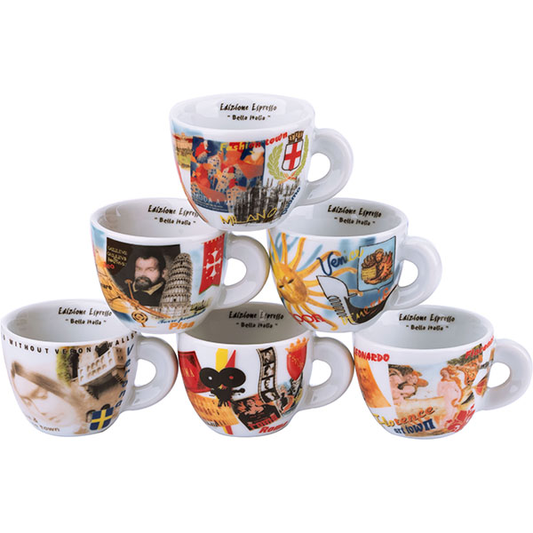 Чашка кофейная «Bella Italia 1» для эспрессо с декором;70мл;D=6см