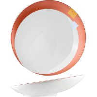 Салатник «Зен»;фарфор;0,55л;D=30,H=8см;белый,оранжев.