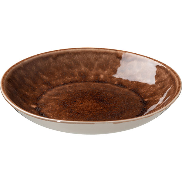 Тарелка глубокая «Маррон Реативо» для плова;фарфор;1,5л;D=300,H=15мм;коричнев.,бежев.