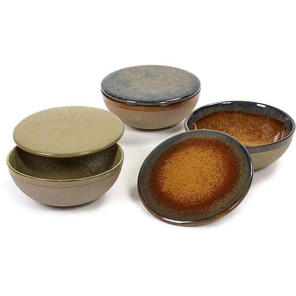 Салатник «Серфис» с крышкой;керамика;D=13,H=5см;коричнев.