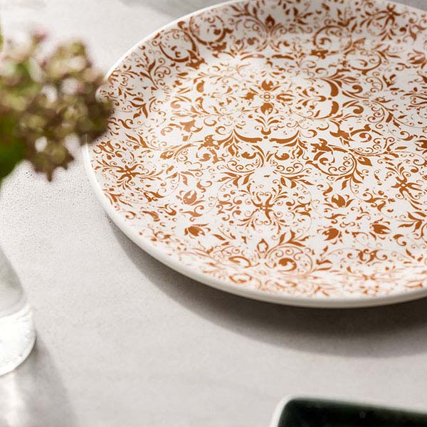 Тарелка «Инк» мелкая;фарфор;D=25,H=2см;оранжев.,белый