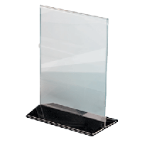 Подставка настольная для меню А5 черное основание;пластик;,H=220,L=155,B=95мм;прозр.,черный