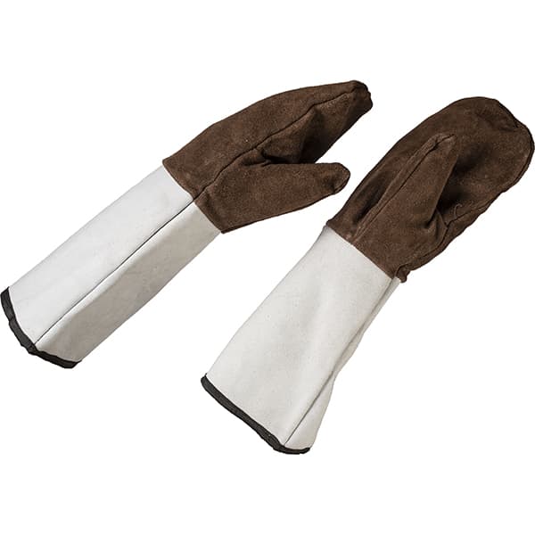 Рукавицы защитные (пара) до 250 С, замша;,L=43см;коричнев.,белый