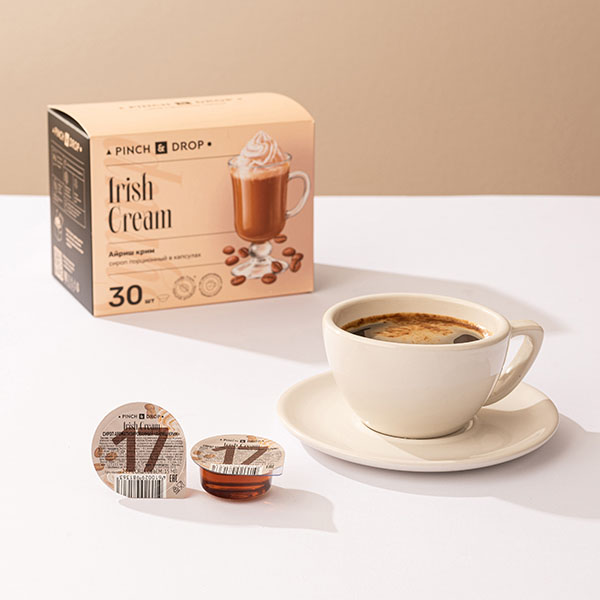 Сироп «Айриш Крим» ароматизированный порционный Pinch&Drop[30шт];картон;15мл;,H=12,L=15,5,B=10см