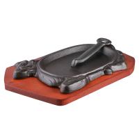 Сковорода для фахитос на подставке «Эмбер Каст»;чугун,дерево;,H=4,L=32/20,B=20см;черный,древесн.