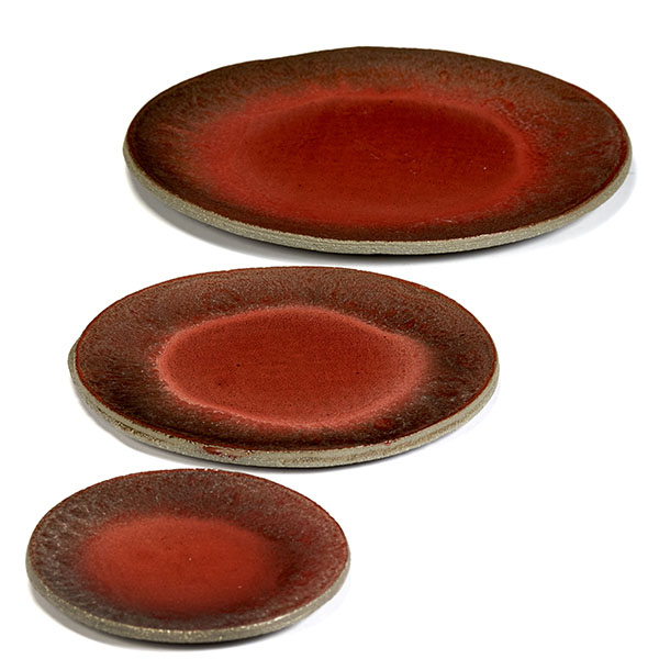 Тарелка;бетон;D=28см;красный,серый