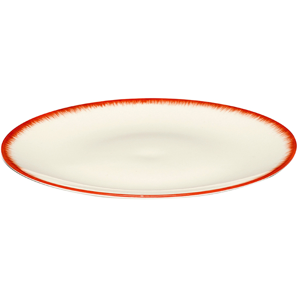 Тарелка «Де» №2;фарфор;D=17,5см;кремов.,красный