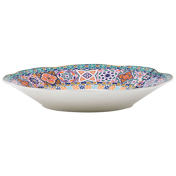 Тарелка глубокая «Анемон Эбе»;кост.фарф.;D=21см;белый,разноцветн.