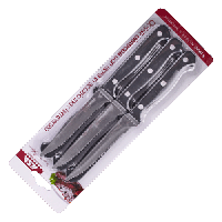 Нож для стейка набор[6шт];сталь,пластик;,L=215/107,B=19мм;черный,металлич.