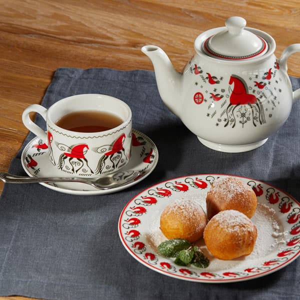 Блюдце «Мезень» Принц Гуси;фарфор;D=145,H=18мм;белый,красный