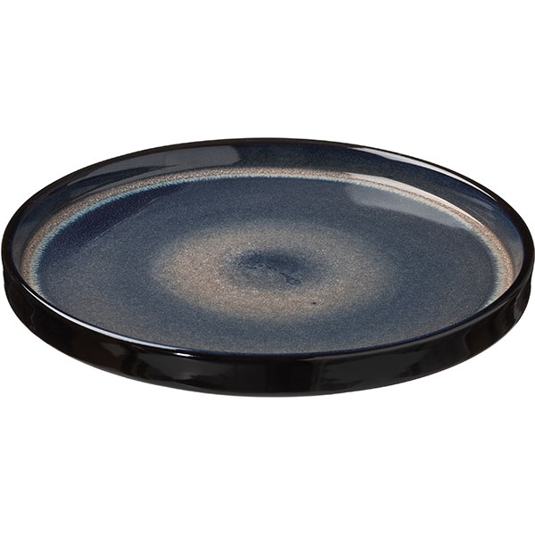 Блюдо «Пати»;фарфор;D=25,H=2см;серый,синий