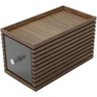 Подставка фуршетная (1 секция);орех;,H=19,L=17,6,B=34,9см;тем.дерево,прозр.