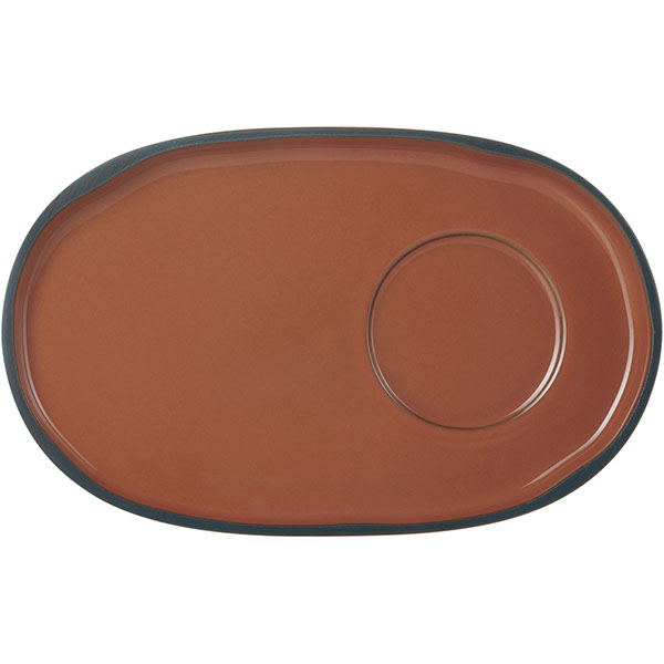 Блюдце «Карактэр» овальное;керамика;,H=15,L=180,B=111мм;коричнев.