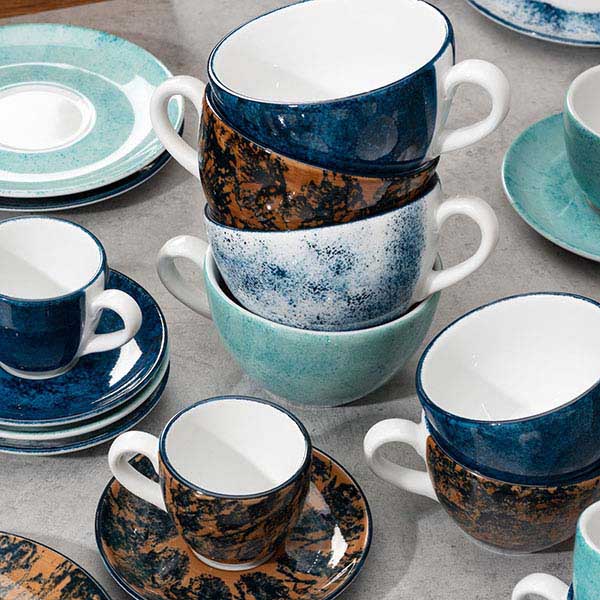 Блюдце «Аида» с декором;фарфор;D=12см;синий