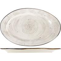 Блюдо «Пастораль» овальное;фарфор;,H=23,L=325,B=205мм;серый